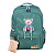 Рюкзак подростковый 43,5x29,5x18см, 2 отд., 3карм., апплик.в форме мишки, декор шнурком, ПЭ, зеленый